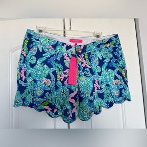Lilly Pulitzer buttercup stretch knit shorts corsica blue turtle villa nwt 6